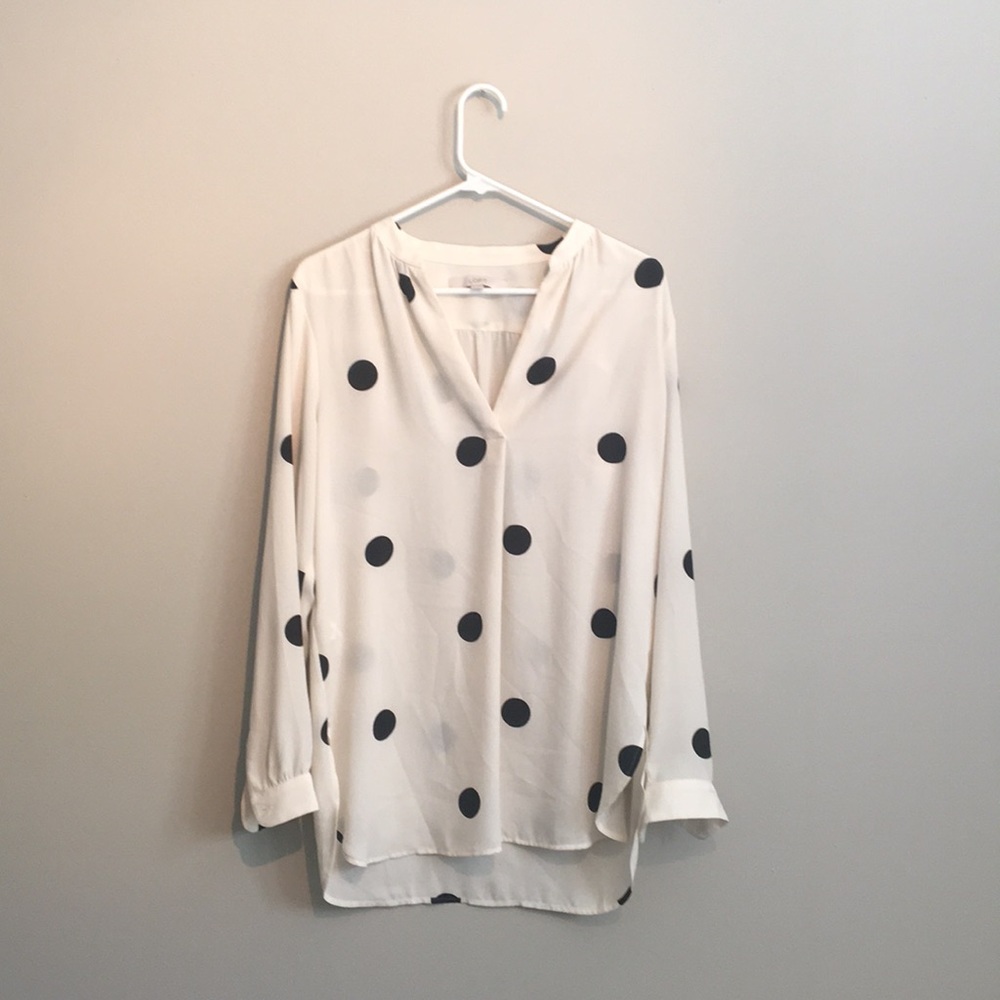 Cream large polka dot blouse
